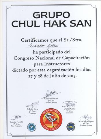 Asistencia al Congreso de Capacitación Permanente de Instructores Chul Hak San 2013
